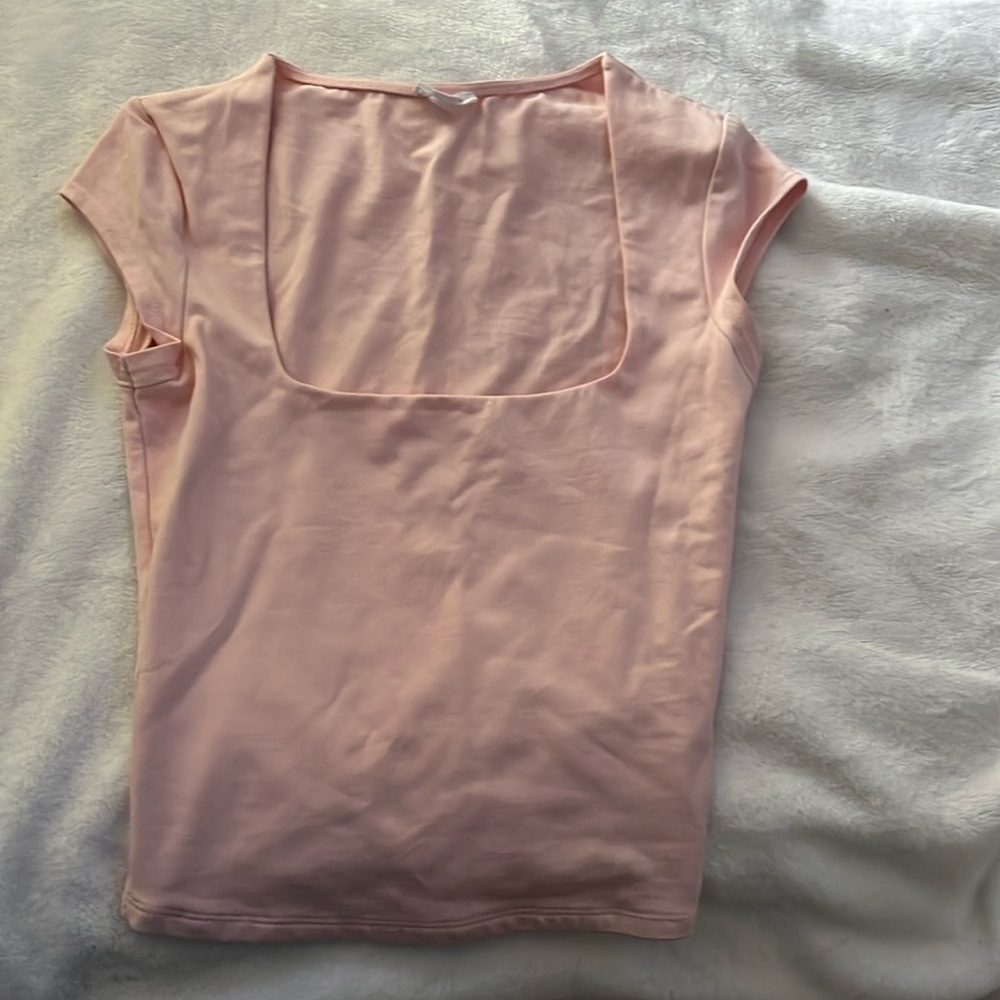 pink garage square neck top